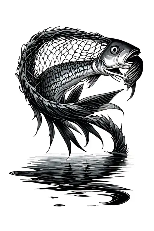 fishing net tattoo design idea