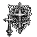 Rosary with cross intertwined tattoo design idea