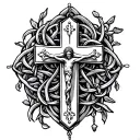 Rosary with cross intertwined tattoo design idea