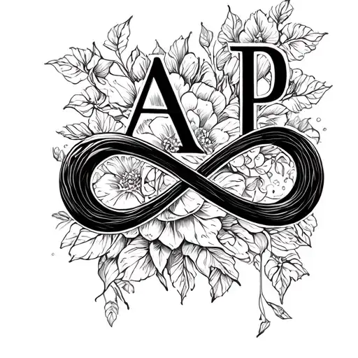 infinity with initials A and P tattoo design idea