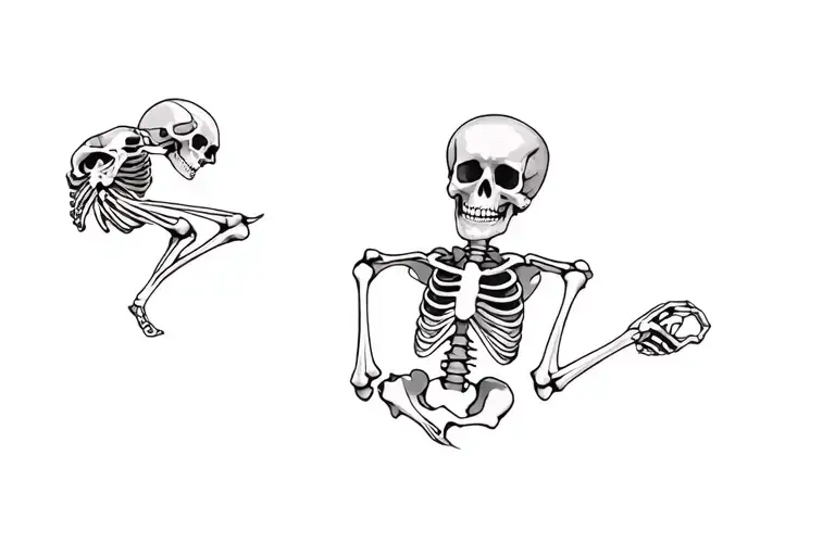 a skeleton in an underwater graveyard tattoo design idea