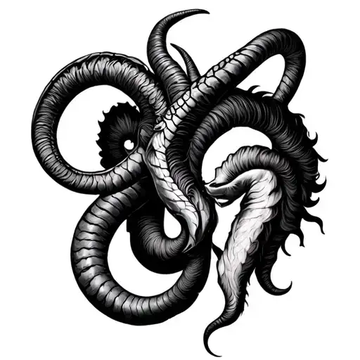 Capricorn n cancer intertwined signs tattoo design idea