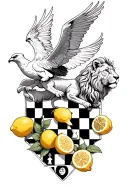 lemons, chess board, pheonix flying behind a lion tattoo design idea