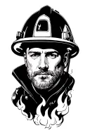 firefighter battling flames tattoo design idea