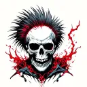 punk scull mohawk tattoo design idea