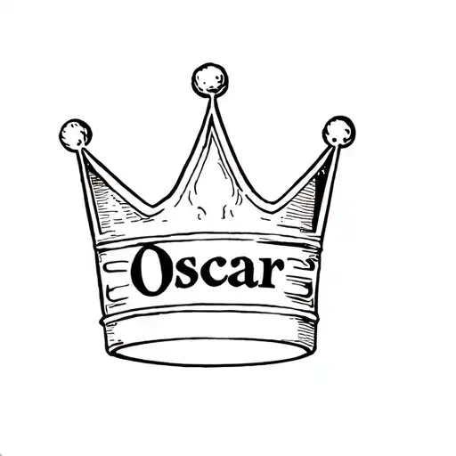 five point crown with words "Oscar" inside in ghetto letters  tattoo design idea