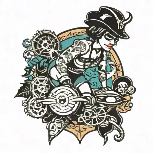 Rollerderby track Portland Oregon coast sea tattoo design idea