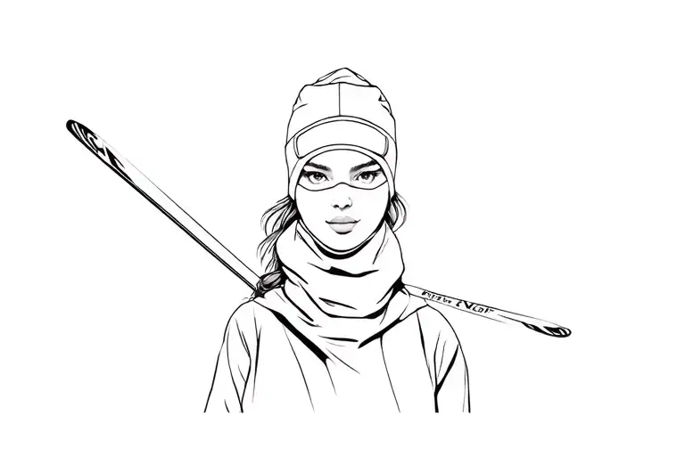 girl in ski balaclava tattoo design idea