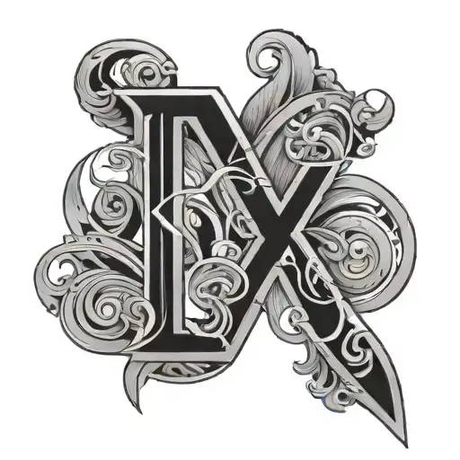overlapping letters K y a n tattoo design idea