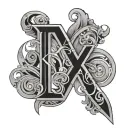 overlapping letters K y a n tattoo design idea