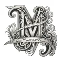 overlapping letters K y a n tattoo design idea