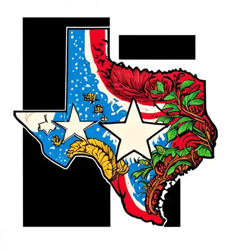 Houston Texas state outline filled tattoo design idea
