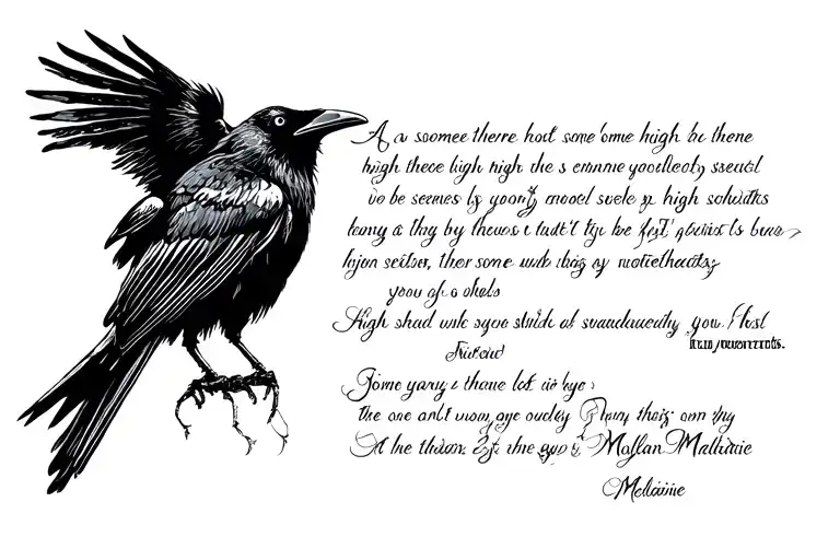 A raven , some skeletons, a  somewhere in there some musical lyrics from high school sweethearts by Melanie Martinez tattoo design idea