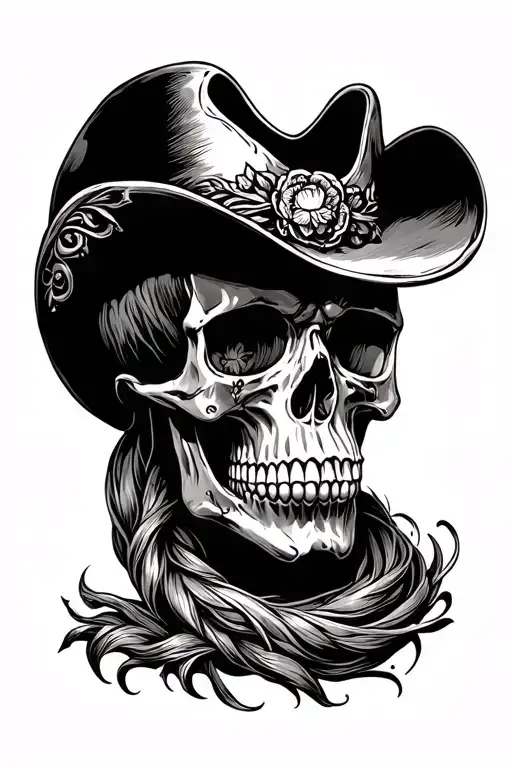 western skull tattoo design idea