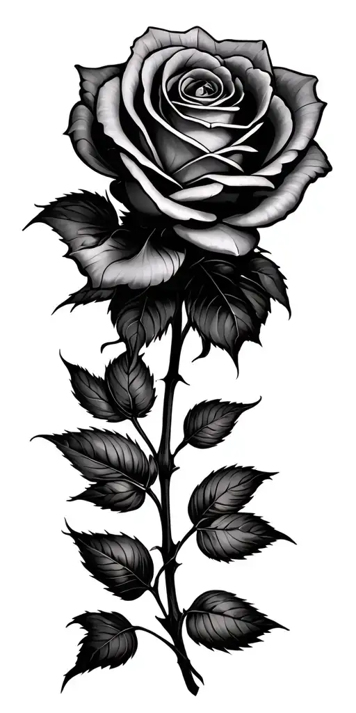 black and gray shaded rose sketch style tattoo tattoo design idea