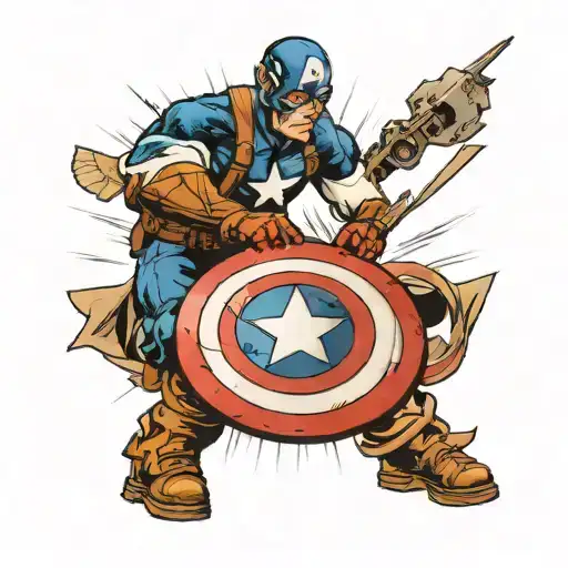 captain america shield "i'm with you 'til the end of the line" tattoo design idea