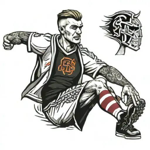 A tattoo for a footballer that became gamer and later pursued Bachelors degree in Law tattoo design idea