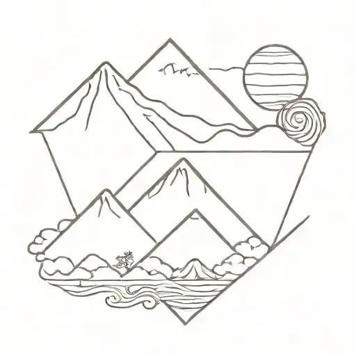Mt Fuji geometric incorporating japanese dragon tattoo design idea