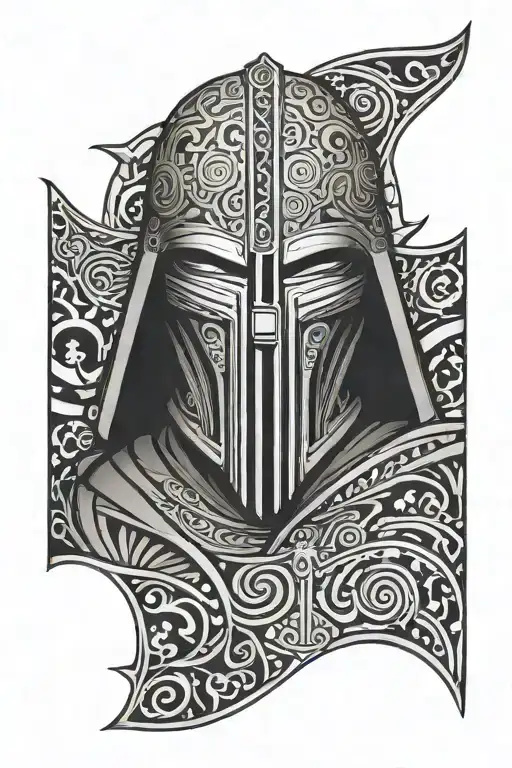 star wars, villain, tribal pattern, no face tattoo design idea