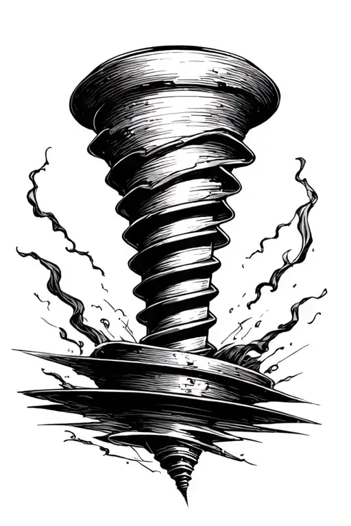 tornado connected to the screw, the bottom of the screw -shaped screw tattoo design idea