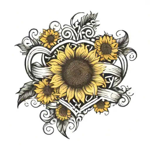 sunflower heart infinity symbol name tattoo tattoo design idea