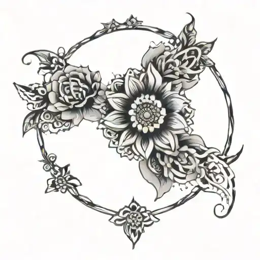 mandala with flowers and lace patterns tattoo design idea
