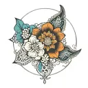mandala with flowers and lace patterns tattoo design idea