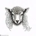 cute symmetrical lamb face made with a few lines tattoo design idea