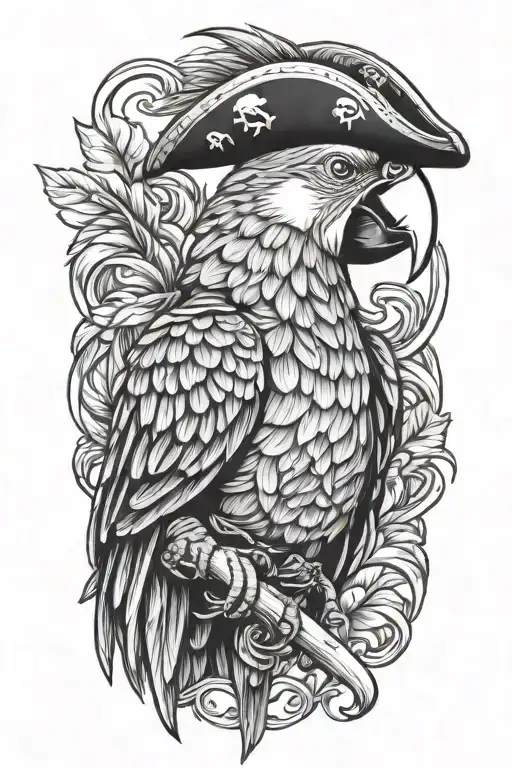 parrot pirate tattoo design idea