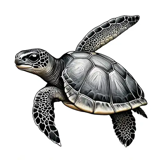 Sea turtle with peace love and prosperity on shell tattoo design idea