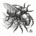 bee dragon rhinoceros beetle tattoo design idea