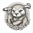 otter with pipe wrench  tattoo design idea
