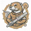 otter with pipe wrench  tattoo design idea