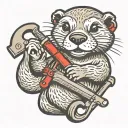 otter with pipe wrench  tattoo design idea
