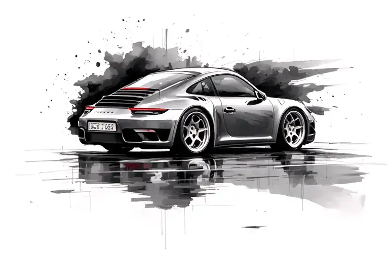 porsche 911 sketch tattoo design idea