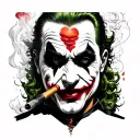 "我的恐懼是我唯一的勇氣" Joker Smoking tattoo design idea