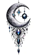 Zodiac moon jewels tattoo design idea