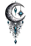 Zodiac moon jewels tattoo design idea
