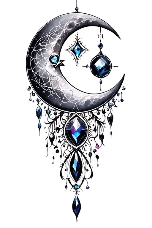 Zodiac moon jewels tattoo design idea