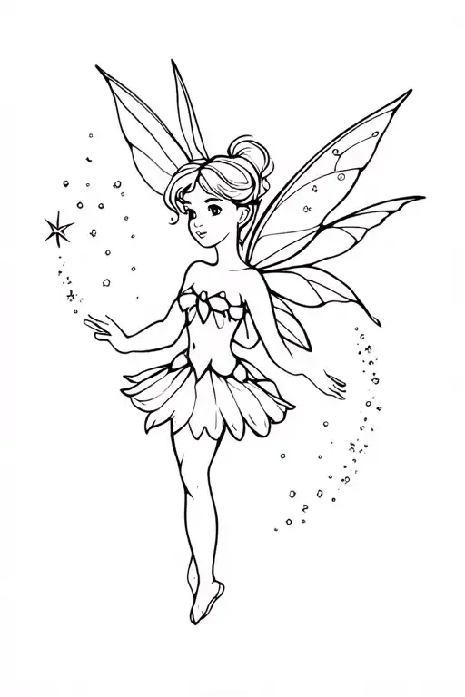 fairy dust around tinkerbell tattoo design idea