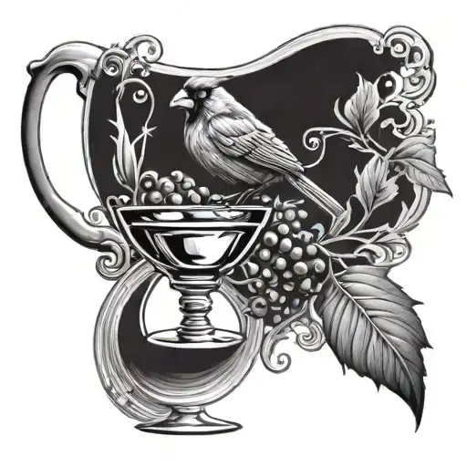 cardinal virtue water jug into wine glass tattoo design idea