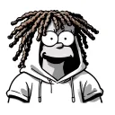 bart Simpson with dread locks ,hoody,rasta color scheme tattoo design idea