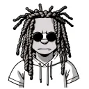 bart Simpson with dread locks ,hoody,rasta color scheme tattoo design idea