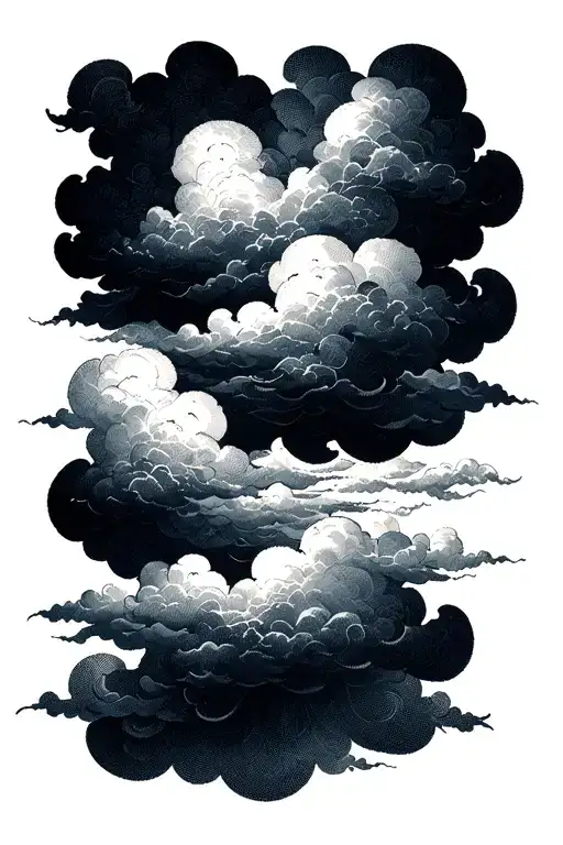 dark  clouds floating gracefully tattoo design idea
