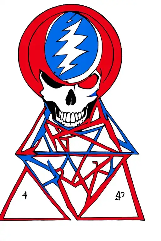 Minimal Grateful Dead stealie logo. *Just* a circle for the skull with triangles beneath it representing the jaw tattoo design idea