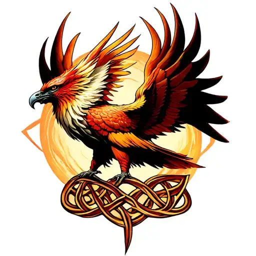 phoenix celtic knot tattoo design idea