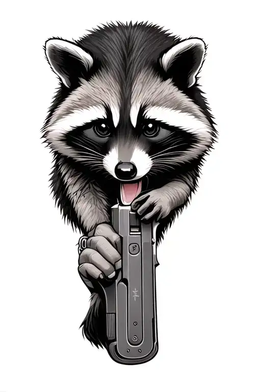 raccoon finger guns tattoo design idea