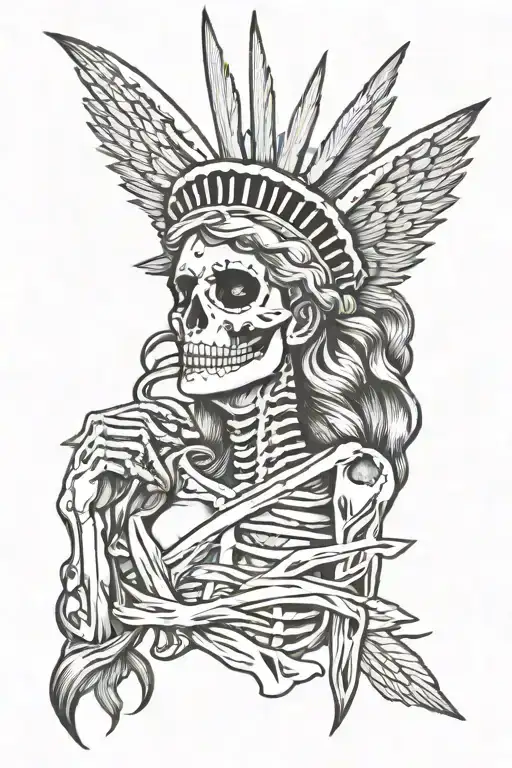 lady liberty skeleton tattoo design idea