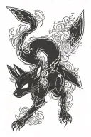 dark and wispy umbreon tattoo design idea