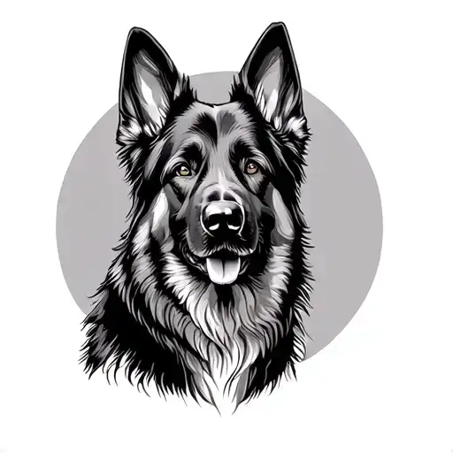 German shepherd silhouette formed with one floppy ear  tattoo design idea